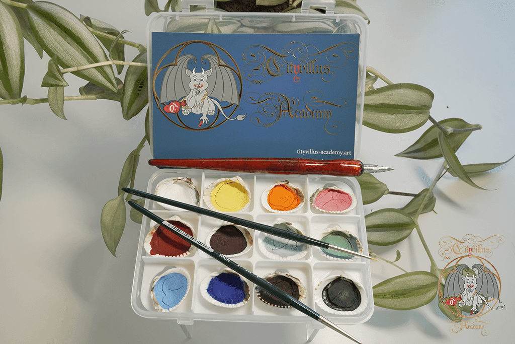 Les 12 couleurs de Tityvillus (moderne) + pinceaux + plume